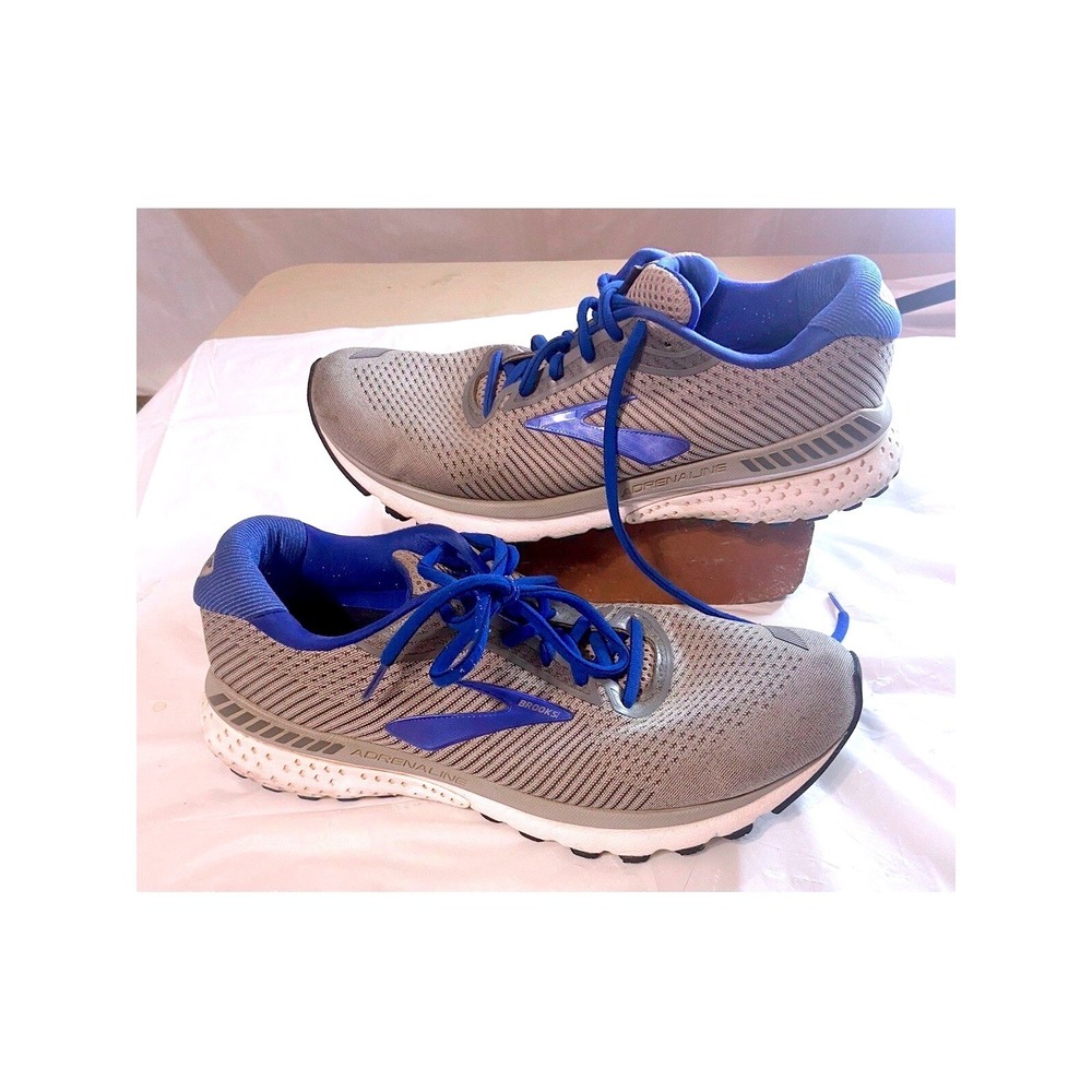 Brooks Adrenaline GTS 20 Size 10 Running Shoes Grey Blue Stability Sneakers